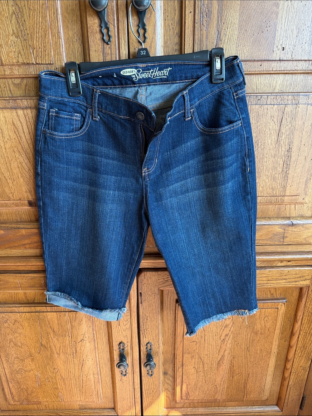 Old Navy Sweetheart Dark Blue Denim Cropped Bermuda Shorts